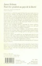 Faut être prudent au pays de la liberté - 4ème de couverture - Format classique