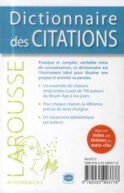 Dictionnaire des citations - 4ème de couverture - Format classique