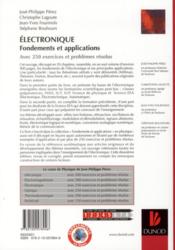 Électronique ; fondements et applications avec 250 exercices et problèmes résolus (2e édition) - 4ème de couverture - Format classique