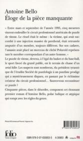 Éloge de la pièce manquante - Couverture - Format classique