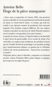 Éloge de la pièce manquante - Couverture - Format classique