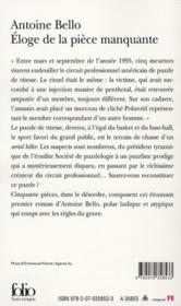 Éloge de la pièce manquante - 4ème de couverture - Format classique