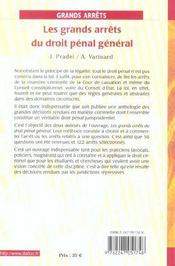 Les Grands Arrets Du Droit Penal General - 4ème de couverture - Format classique