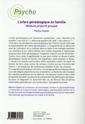 L'arbre généalogique en famille ; médium projectif groupal - 4ème de couverture - Format classique