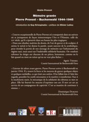 Mémoire gravée ; Pierre Provost-Buchenwald 1944-1945 - 4ème de couverture - Format classique