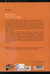 Devenir élue ; genre et carrière politique - 4ème de couverture - Format classique