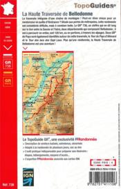 La haute traversée de Belledonne : le sentier des bergers : GR738, GR pays - 4ème de couverture - Format classique