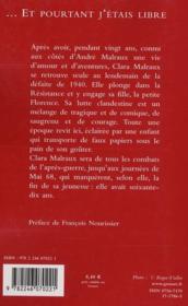 Et pourtant j'étais libre - 4ème de couverture - Format classique