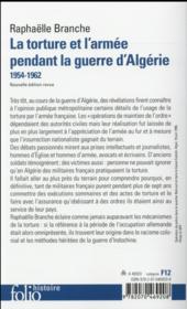 La torture et l'armée pendant la guerre d'Algérie (1954-1962) - 4ème de couverture - Format classique