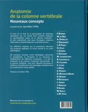 Anatomie de la colonne vertébrale ; nouveaux concepts - 4ème de couverture - Format classique