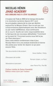 Jihad academy - 4ème de couverture - Format classique