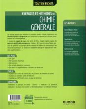 Exercices et méthodes de chimie générale (2e édition) - 4ème de couverture - Format classique
