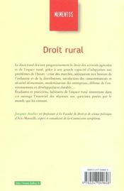 Droit Rural ; 3e Edition - 4ème de couverture - Format classique