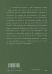 Mémoires de l'accueil des immigrés ; l'exemple Rhône-Alpin - 4ème de couverture - Format classique