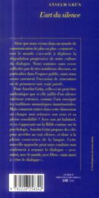 L'art du silence - 4ème de couverture - Format classique