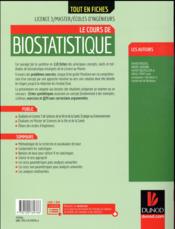 Biostatistique ; le cours - 4ème de couverture - Format classique