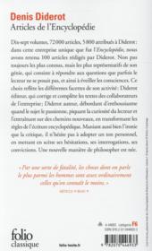 Articles de l'Encyclopédie - 4ème de couverture - Format classique