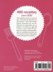 400 recettes pour bébé ; de 4 mois à 3 ans - Caroline Bach - ACHETER