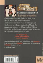 Garin Trousseboeuf t.3 ; l'anneau du Prince Noir - 4ème de couverture - Format classique