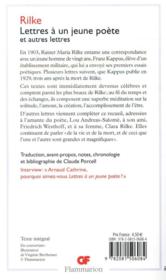 Lettres à un jeune poète et autres lettres - 4ème de couverture - Format classique