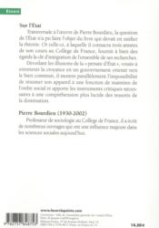 Sur l'Etat ; cours au Collège de France (1989-1992) - 4ème de couverture - Format classique