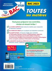 Objectif bac ; toutes les matières ; terminale STI2D (édition 2023) - 4ème de couverture - Format classique