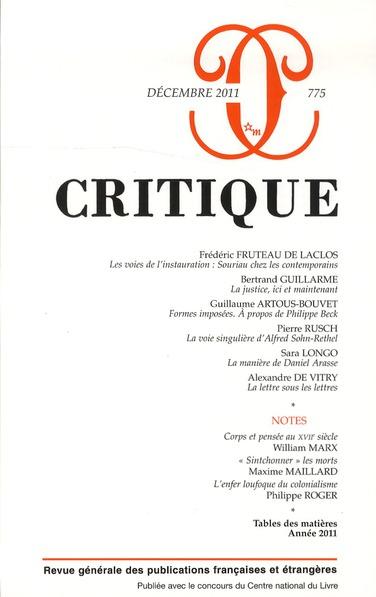 Revue Critique N.775