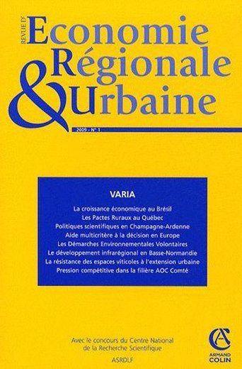 Revue d'économie régionale et urbaine N.1 ; (édition 2009)