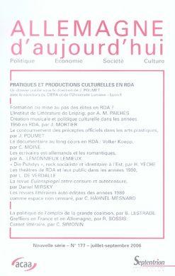 Pratiques et productions culturelles en RDA