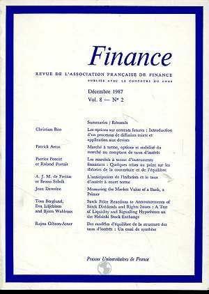 Revue Finance N.8/2 ; 1987