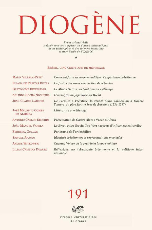 REVUE DIOGENE N.191 ; le Brésil