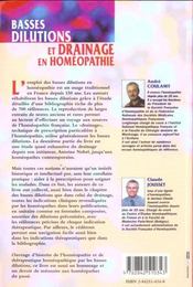 Basses dilutions et drainage en homeopathie - 4ème de couverture - Format classique