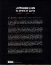 Les messages secrets du général de Gaulle 1940-1942 - 4ème de couverture - Format classique