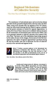Regional mechanisms of collective security ; the new face on chapter VIII of the un charter ? - 4ème de couverture - Format classique