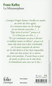 La métamorphose - 4ème de couverture - Format classique