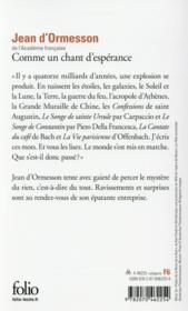 Comme un chant d'espérance - 4ème de couverture - Format classique