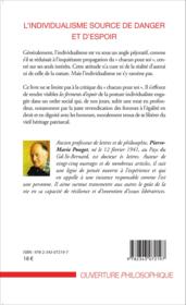 L'individualisme source de danger et d'espoir ; essai d'éthique sociale - Couverture - Format classique