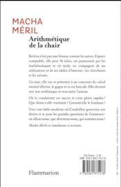 Arithmétique de la chair - 4ème de couverture - Format classique