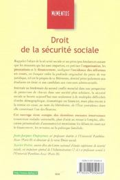 Droit De La Securite Sociale - 4ème de couverture - Format classique