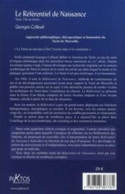 Le référentiel de naissance ; langage, symbolique, dynamique du tarot (6e édition) - 4ème de couverture - Format classique