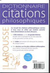 Dictionnaire des citations philosophiques - 4ème de couverture - Format classique