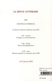 La rentrée littéraire - 4ème de couverture - Format classique