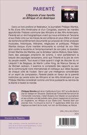Parente - l'odyssee d'une famille en afrique et en amerique - 4ème de couverture - Format classique