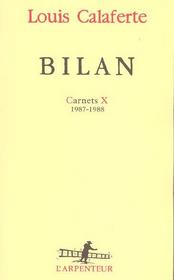 Carnets - x - bilan - (1987-1988) - Intérieur - Format classique