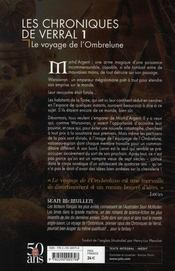 Les chroniques de Verral t.1 ; le voyage de l'ombrelune - 4ème de couverture - Format classique