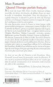 Quand l'europe parlait francais - 4ème de couverture - Format classique