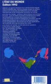 L'état du monde 1992 ; annuaire économique et géopolitique mondial - 4ème de couverture - Format classique