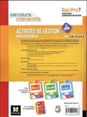 Parcours interactifs ; activités de gestion administrative ; terminale bac pro GA ; manuel de l'élève (édition 2017) - 4ème de couverture - Format classique
