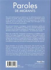 Paroles de migrants - 4ème de couverture - Format classique