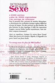 Dictionnaire Des Mots Du Sexe - 4ème de couverture - Format classique